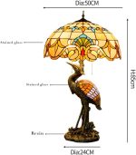 Handmade Stained Glass Table Lamp 18" Tiffany Style Large Table Lamp Yellow Baroque Desk Lamp Creative Antique Light Base for Living Room Study Bedroom Table Lamp (Color : Female) - Image 2
