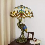 Handmade Stained Glass Table Lamp 18" Tiffany Style Large Table Lamp Yellow Baroque Desk Lamp Creative Antique Light Base for Living Room Study Bedroom Table Lamp (Color : Female) - Image 3