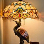 Handmade Stained Glass Table Lamp 18" Tiffany Style Large Table Lamp Yellow Baroque Desk Lamp Creative Antique Light Base for Living Room Study Bedroom Table Lamp (Color : Female) - Image 4