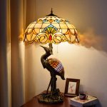 Handmade Stained Glass Table Lamp 18" Tiffany Style Large Table Lamp Yellow Baroque Desk Lamp Creative Antique Light Base for Living Room Study Bedroom Table Lamp (Color : Female) - Image 5