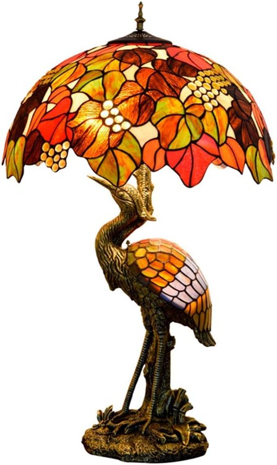 251228015842925_1 Handmade Stained Glass Table Lamp 18" Tiffany Style Large Table Lamp Dark Red Brown Grapes Desk Lamp Creative Antique Light Base for Living Room Study Bedroom Table Lamp (Color : Female) - Image 1