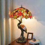 Handmade Stained Glass Table Lamp 18" Tiffany Style Large Table Lamp Dark Red Brown Grapes Desk Lamp Creative Antique Light Base for Living Room Study Bedroom Table Lamp (Color : Female) - Image 2