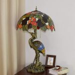 Handmade Stained Glass Table Lamp 18" Tiffany Style Large Table Lamp Dark Red Brown Grapes Desk Lamp Creative Antique Light Base for Living Room Study Bedroom Table Lamp (Color : Female) - Image 3