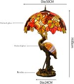 Handmade Stained Glass Table Lamp 18" Tiffany Style Large Table Lamp Dark Red Brown Grapes Desk Lamp Creative Antique Light Base for Living Room Study Bedroom Table Lamp (Color : Female) - Image 4