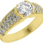 14k Yellow Gold Brilliant Round Antique Diamond Engagement Ring 2 Carats