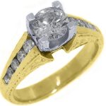 14k Yellow Gold Brilliant Round Antique Diamond Engagement Ring 1.35 Carats