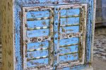 Antique Indian Brass Work Hand Carved Solid Wooden Cabinet Whitewash/Blue, Cabinet Storage Units Indian Solid Wood,Living Room Bedroom Furniture,Modern Cabinet - Image 2
