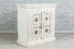 Antique Indian Brass Work Hand Carved Solid Wooden Sideboard White Mango Wood Indian Arched Sideboard Cabinet Storage Units Indian Solid Wood,Living Room Bedroom Furniture,Modern Sideboard - Image 2