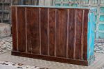 Antique Indian Brass Work Hand Carved Solid Wooden Sideboard Bluewash Mango Wood Indian Arched Sideboard Cabinet Storage Units Indian Solid Wood Finish,Living Room Bedroom Furniture,Modern Sideboard - Image 4
