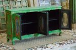 Antique Indian Brass Work Hand Carved Solid Wooden Sideboard Greenwash Mango Wood Indian Arched Sideboard Cabinet Storage Units Indian Solid Wood Finish,Living Room Bedroom Furniture,Modern Sideboard - Image 2