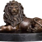 XXXDXDP Bronze Sculpture Lying Lion Statue Figurine Antique Wildlife Metal Art for Home Decoration