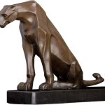 XXXDXDP Sculpture Bronze Abstract Leopard Statue Animal Figurine Antique Cheetah Artwork for Office Desktop Decor