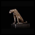 XXXDXDP Sculpture Bronze Abstract Leopard Statue Animal Figurine Antique Cheetah Artwork for Office Desktop Decor - Image 3