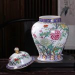 RENSLAT Jingdezhen Ceramic Antique Peony Pastel Tank Storage Tank with Cover Domestic Chinese Living Room Decoration - Image 3