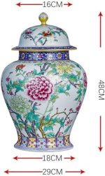RENSLAT Jingdezhen Ceramic Antique Peony Pastel Tank Storage Tank with Cover Domestic Chinese Living Room Decoration - Image 6