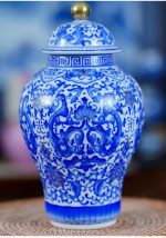 RENSLAT Ceramics Antique Hand Painted Glazed Blue Colored General Pot Ancient Shelf Decoration - Image 2