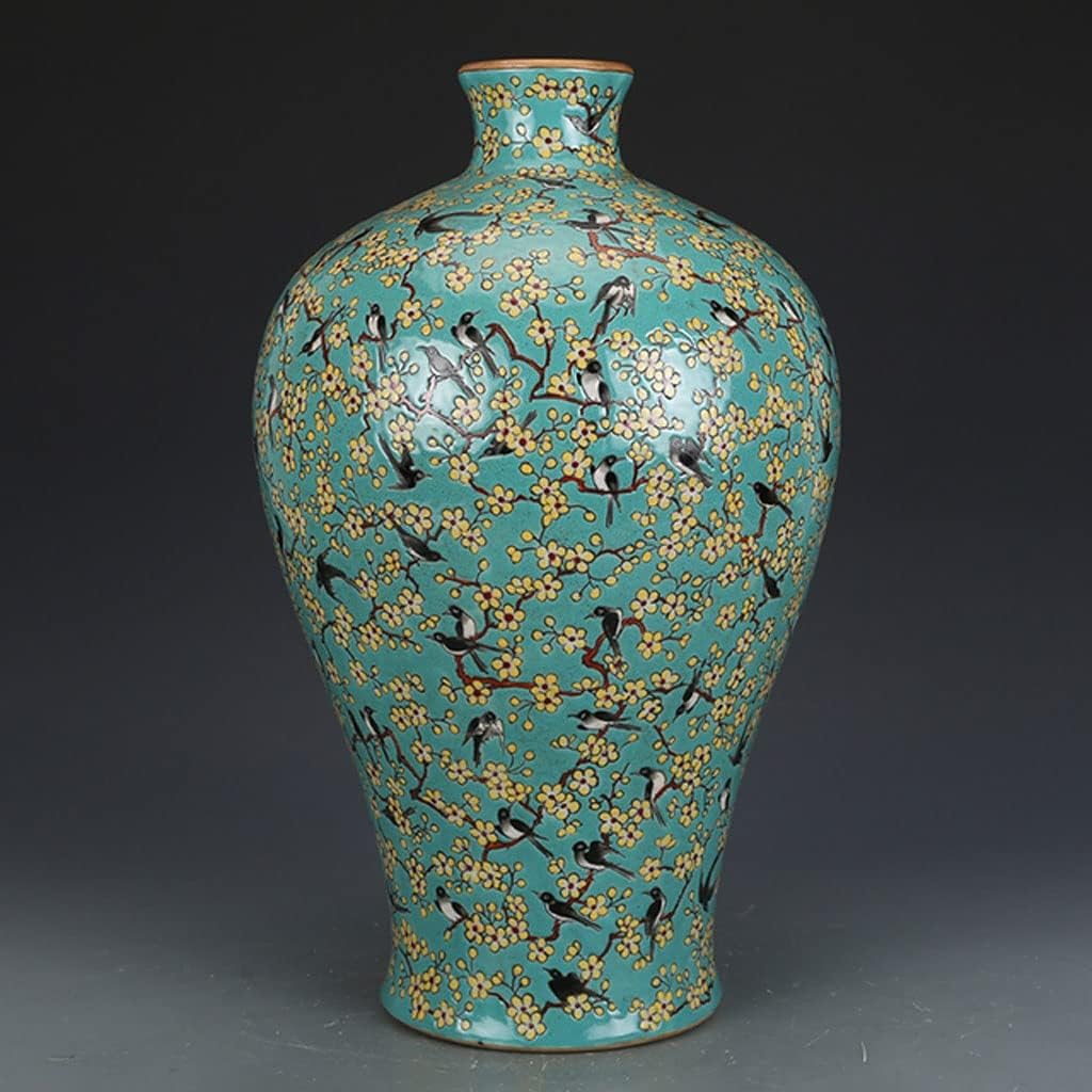 260105035559430_1 MJWDP Hand-Painted Green Pastel Rose Magpie Plum vase Antique Porcelain vase - Image 1