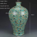 MJWDP Hand-Painted Green Pastel Rose Magpie Plum vase Antique Porcelain vase - Image 2