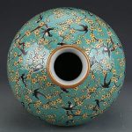 MJWDP Hand-Painted Green Pastel Rose Magpie Plum vase Antique Porcelain vase - Image 3