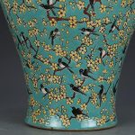 MJWDP Hand-Painted Green Pastel Rose Magpie Plum vase Antique Porcelain vase - Image 5