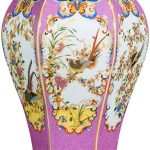 ZSEDP Ceramic Vase Ornaments Antique Enamel Porcelain Hexagonal Red Vase Gift Classical Home