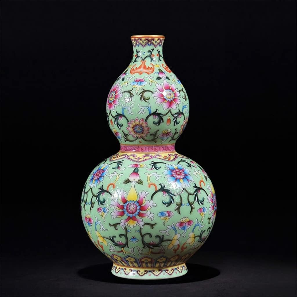 260105035559667_1 ZSEDP Chinese Style Antique Green Ceramic Flower Vase Collection Jingdezhen Porcelain Gourd Decoration Vase - Image 1
