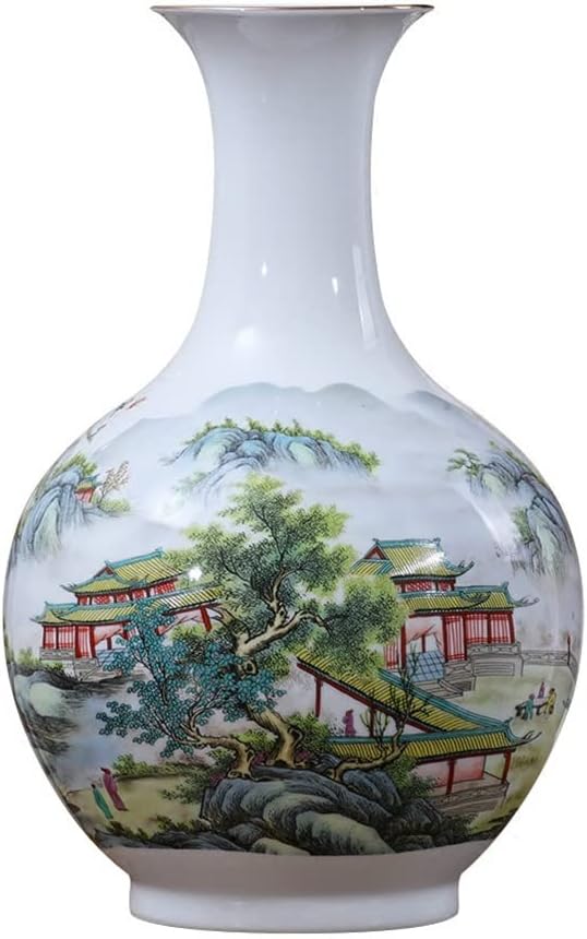 260105035559686_1 ZSEDP Antique Jingdezhen Vase with Flowers and Landscape Patterns Ceramic Table Vase Porcelain Decorative Vase - Image 1