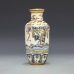 ZSEDP Antique Classic Blue and White with Gold Grape Pattern Small Ceramic Decoration Vase - Image 2