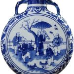 ZSEDP Jingdezhen Antique Blue and White Vase with Chinese Ancient Figures Pattern Double Ears Vase Ancient Porcelain