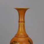 ZSEDP Yellow Glaze Ink Color Landscape Beauty Shoulder Vase Antique Porcelain Decoration - Image 4