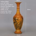 ZSEDP Yellow Glaze Ink Color Landscape Beauty Shoulder Vase Antique Porcelain Decoration - Image 5