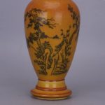 ZSEDP Yellow Glaze Ink Color Landscape Beauty Shoulder Vase Antique Porcelain Decoration - Image 6