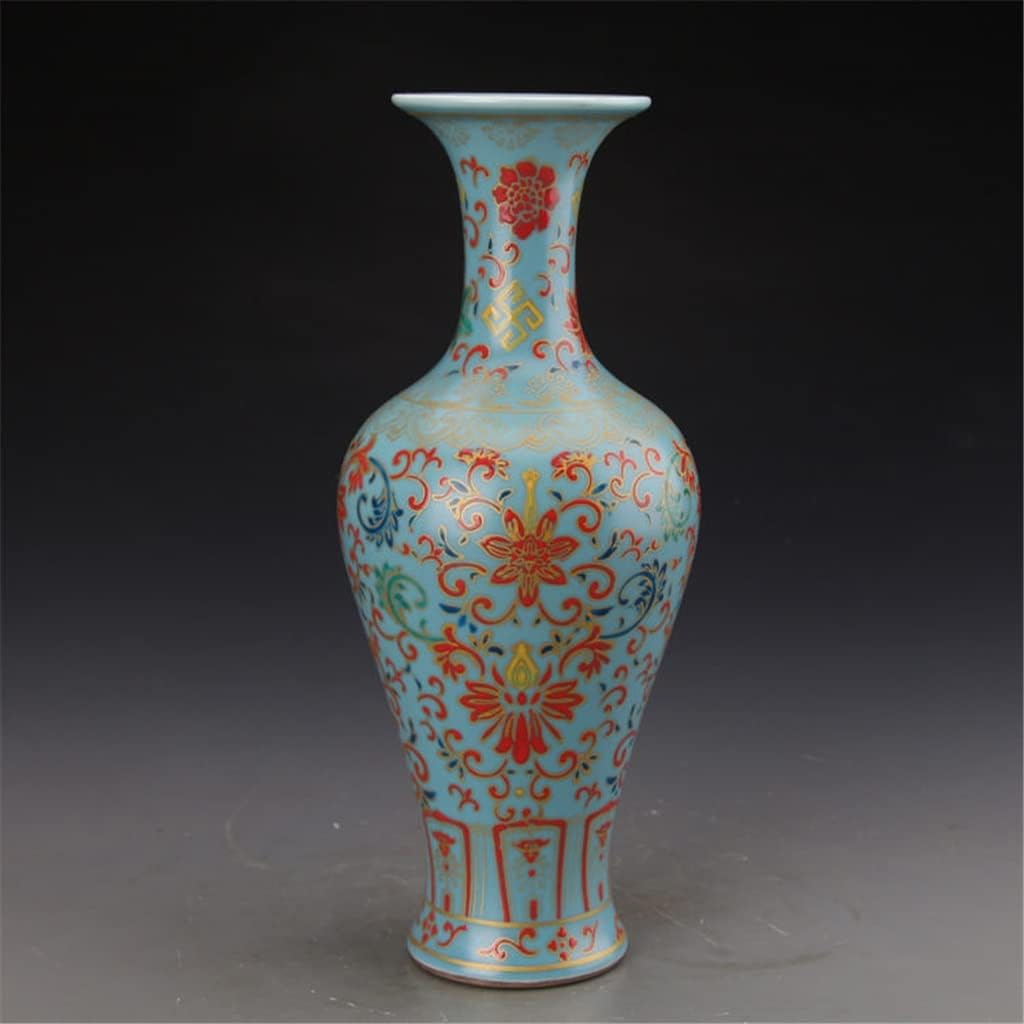 260105035559866_1 ZSEDP Blue Glaze Enamel Precious Phase Pattern Fishtail Vase Ceramic Decoration Antique Flower Vase - Image 1
