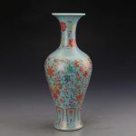 ZSEDP Blue Glaze Enamel Precious Phase Pattern Fishtail Vase Ceramic Decoration Antique Flower Vase - Image 2