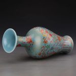 ZSEDP Blue Glaze Enamel Precious Phase Pattern Fishtail Vase Ceramic Decoration Antique Flower Vase - Image 3
