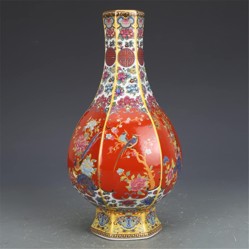 260105035559904_1 ZSEDP Ceramics Ornaments Enamel Hexagonal Vase Antique Porcelain Porch Dried Flower Vase - Image 1