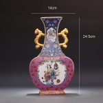 ZSEDP Jingdezhen Ceramic Antique China Porcelain Double Eeared Enameled Square Flat Vase - Image 4