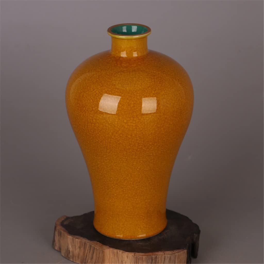 260105035600578_1 ZSEDP Jingdezhen Yellow Glaze Meiping Vase Antique Vase Collection Home Furnishings - Image 1