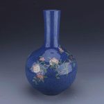 HOUKAI Antique Vase Traditional Chinese Style Blue Ceramic Snowflake Bird Flower Vase for Home Office Decoration - Image 3