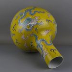 HOUKAI Antique Inscribed Yellow Dragon Vase Five Pastel Kiln Old Porcelain Ornaments Vase for Home Office Decoration - Image 5
