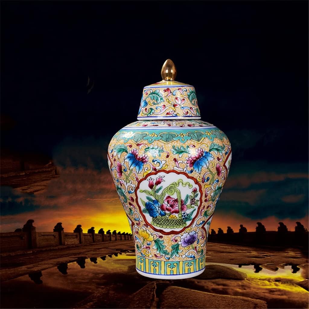 260105035600617_1 HOUKAI Antique Chinese Style Noble Enamel Porcelain Nobility Palace Decoration Handpainted Gold Ceramic Ginger Jar - Image 1