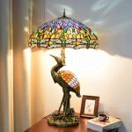 Handmade Stained Glass Table Lamp 18" Tiffany Style Large Table Lamp Dark Red Blue Dragonfly Desk Lamp Creative Antique Light Base for Living Room Study Bedroom Table Lamp (Color : Female) - Image 6