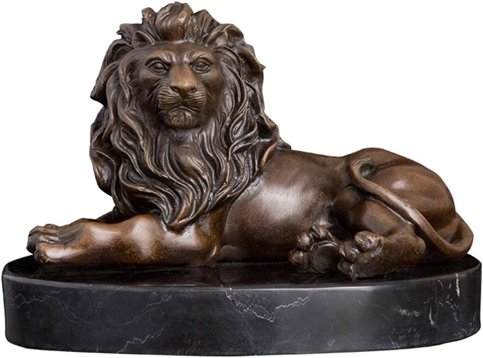260106101934720_1 MJWDP Bronze Sculpture Lying Lion Statue Figurine Antique Wildlife Metal Art for Home Decoration - Image 1