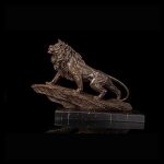 BBSJ Antique Bronze Casting Animal Statue Sculpture Wild Animal Roaring Lion Figurines for Indoor Decoration - Image 4