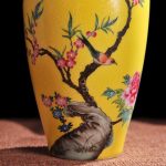 Boge Antique Yellow Color Glazed Porcelain Handpainted Flowers Birds Vases Household Furnishing Articles Porcelain Vase - Image 3