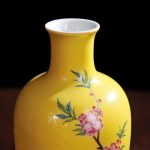 Boge Antique Yellow Color Glazed Porcelain Handpainted Flowers Birds Vases Household Furnishing Articles Porcelain Vase - Image 4