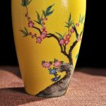 Boge Antique Yellow Color Glazed Porcelain Handpainted Flowers Birds Vases Household Furnishing Articles Porcelain Vase - Image 5