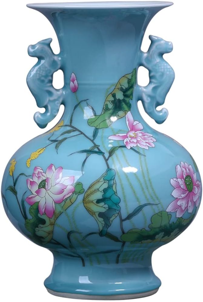 260106101934832_1 Boge Antique Celadon Vase Furnishing Articles Blue Glaze Peony Flower Study Decorative Ceramic Arts and Crafts - Image 1