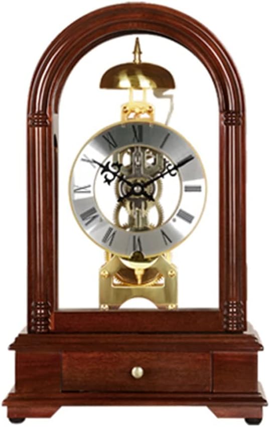 260106101934912_1 TREXD European Retro Mechanical Desk Clock Living Room Clock Ornaments Antique Solid Wood Desk Clock Home Clock Decoration - Image 1