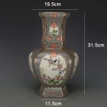 ZHYH Jingdezhen Antique Enamel Square Vases Flowers and Birds Pattern Ancient Porcelain - Image 4